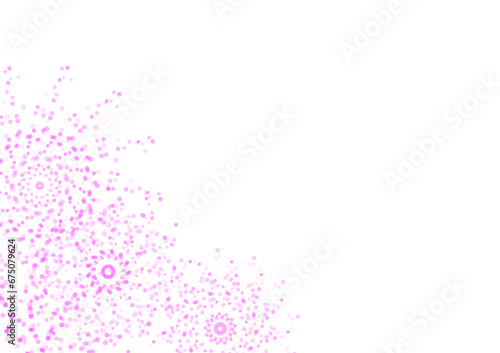 Circles of various sizes in pink tones are arranged to create beauty on a white background. Create space for text, words, and sentences that can be used to design media.