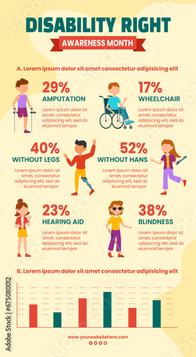Disability Rights Awareness Month Infographic Flat Cartoon Templates Background Illustration