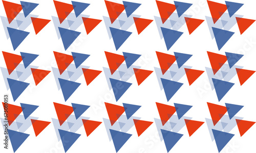 red and blue triangle arrows  background with arrows  red and blue triangles on white background  design as business wallpaper  seamless pattern  endless pattern fabric print design