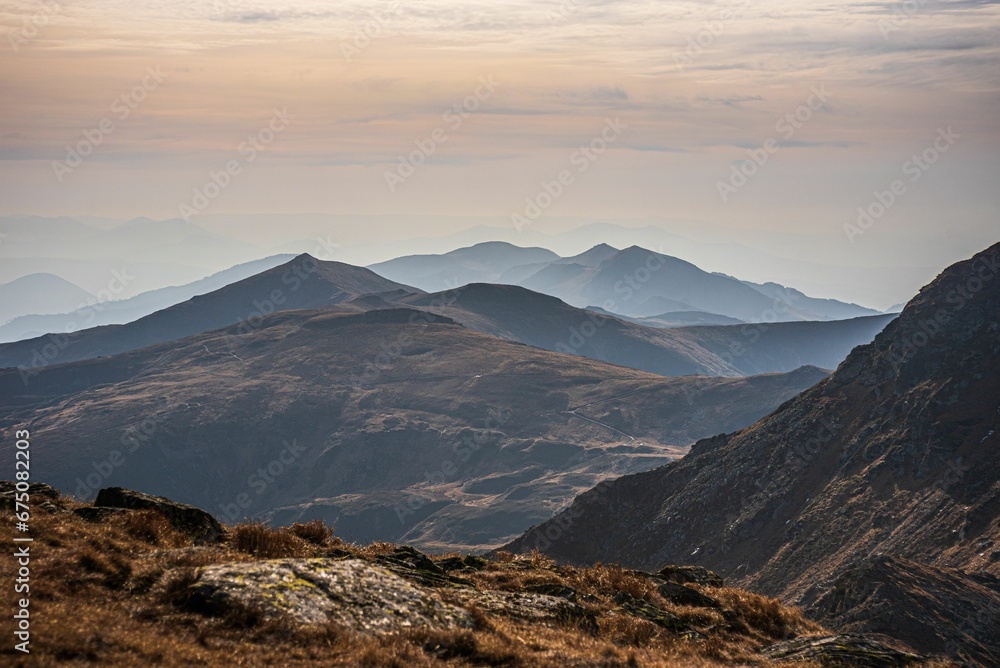 Mesmerizing view of a beautiful mountainous landscape against a cloudy sky