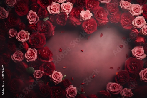 valentine day background with hearts and roses