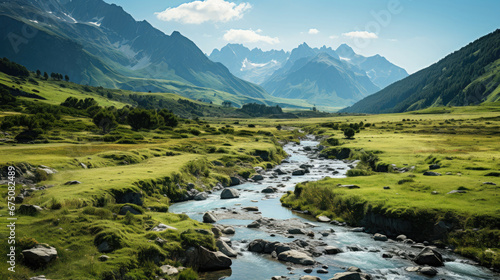 Landscape Of A Scenic Mountain Valley With Rivers, Background Image, Hd