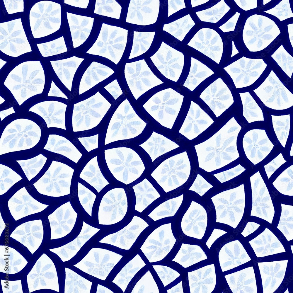 AI-generated blue and white mosaic pattern for backgrounds, and wallpaper. AI-generated blue and white mosaic pattern for backgrounds, and wallpaper.
