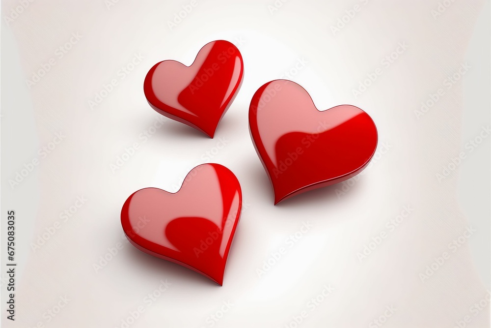 AI generated illustration of 3D red and white hearts on a white background AI generated illustration of 3D red and white hearts on a white background