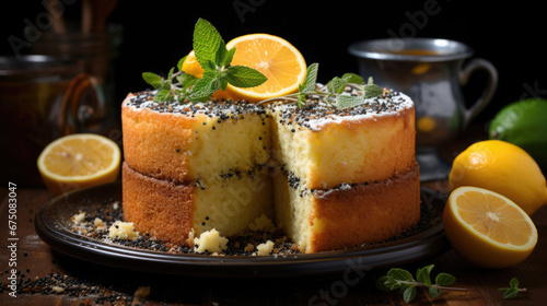 Lemon Poppy Seed Cake Professional Photography , Background Image, Hd