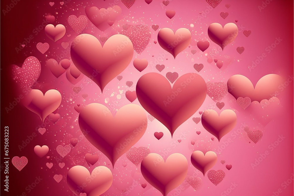 AI generated illustration of pink hearts