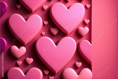 AI generated illustration of pink hearts