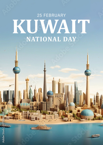 Kuwait national day banner design  photo