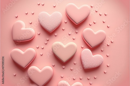 AI generated illustration of pink hearts on a pink background