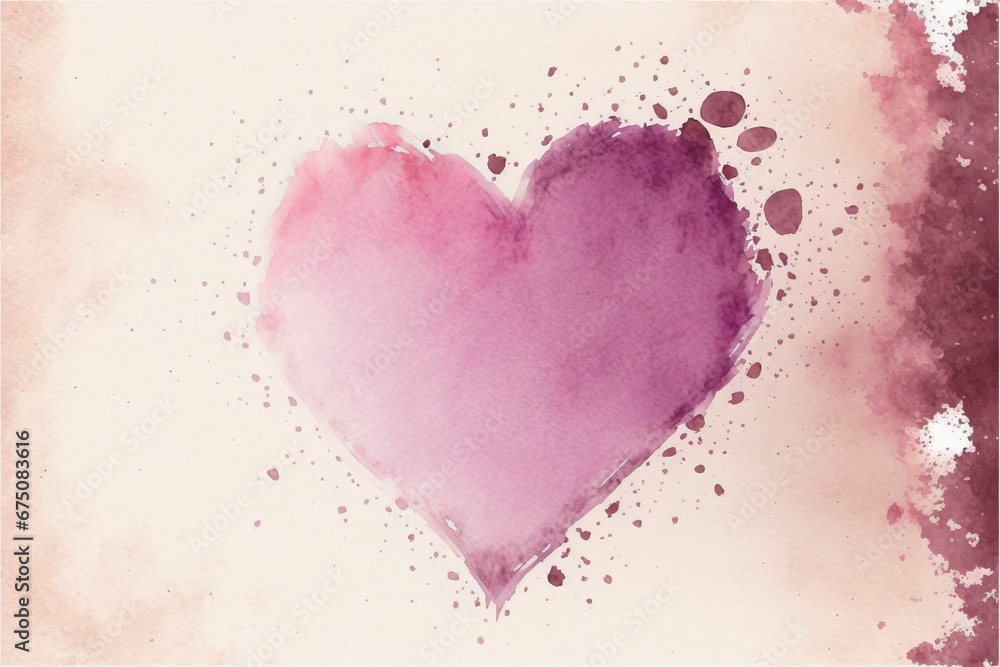 AI-generated illustration of a purple heart with watercolor splash effects.