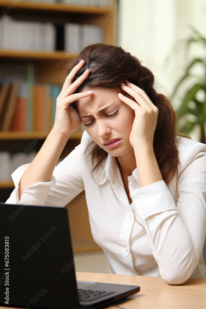 © piai - A woman has a headache at work
