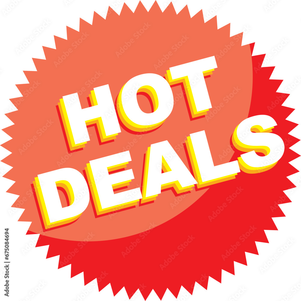 Fototapeta premium hot deals stamp icon in red background and white fonts vector illustration