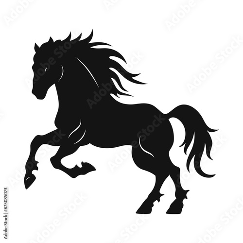 A Horse Silhouette Vector isolated on a white Background, A Moving Horse silhouette Clipart © Gfx Expert Team
