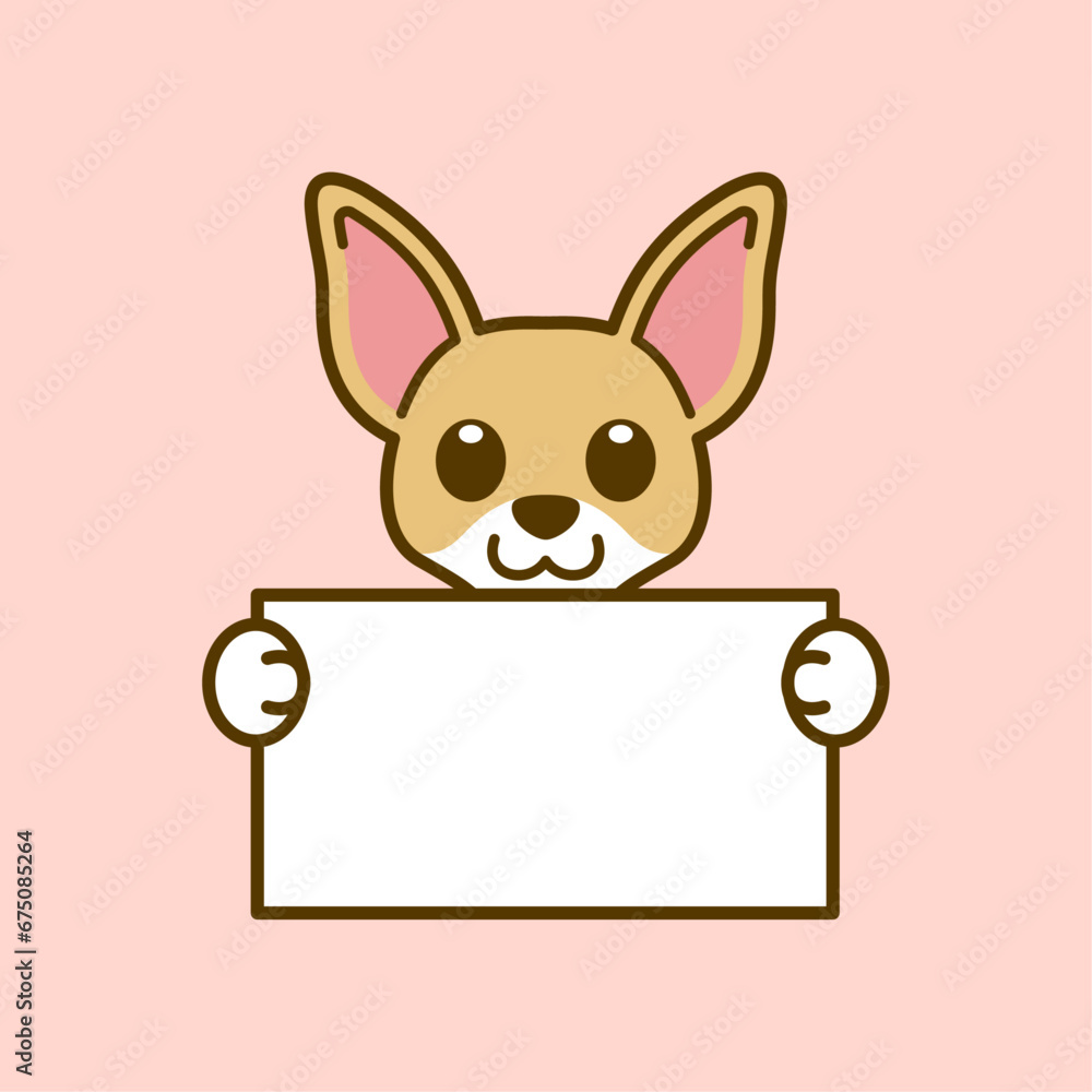 Obraz premium Cute Chihuahua Holding a Blank Sign