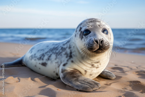 Baby of common seal on the coast