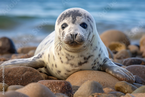 Baby of common seal on the coast