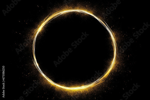 circle light frame on black background, illustration