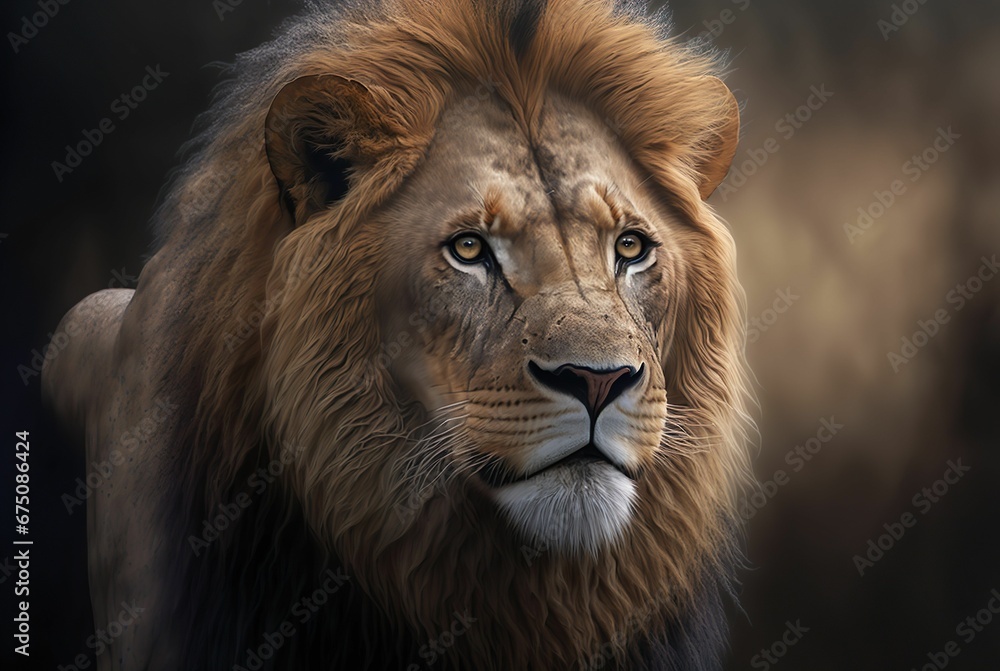 AI generated illustration of the portrait of the lion.