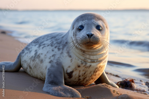 Baby of common seal on the coast