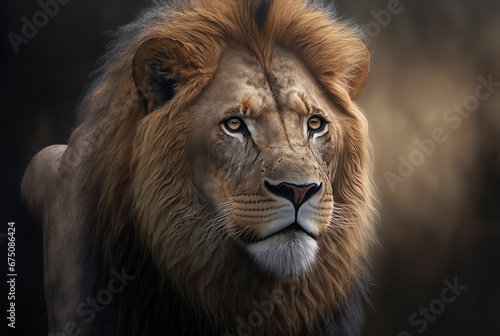 AI generated illustration of the portrait of the lion.