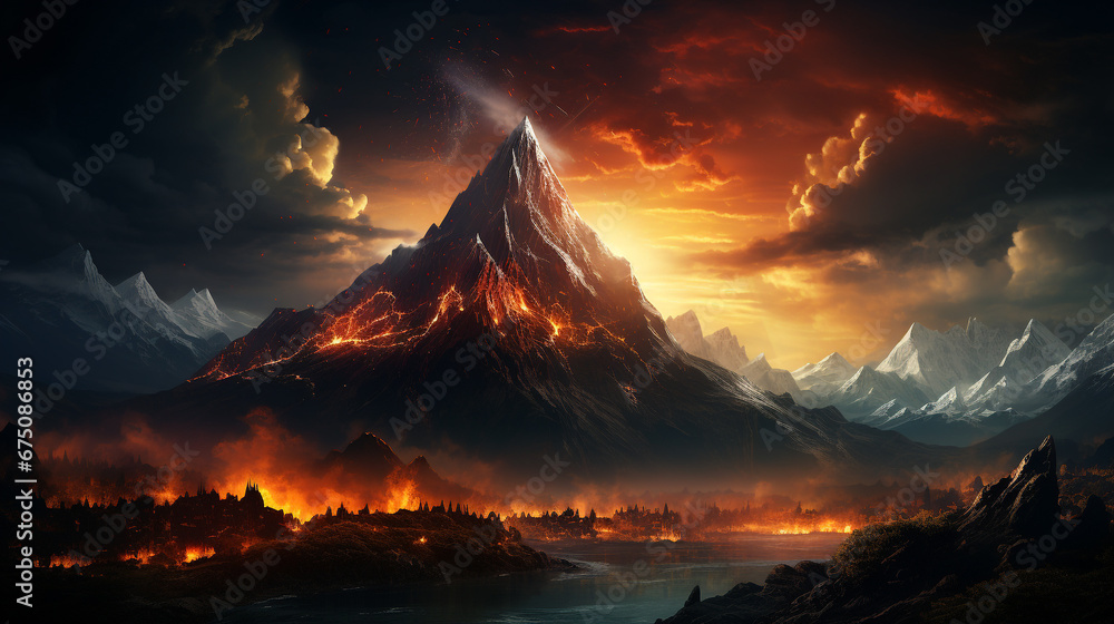 background of erupting volcano