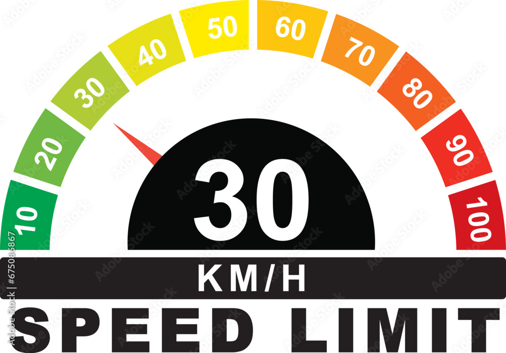 30 kmh Speed Limit sign label vector art illustration with stylish ...