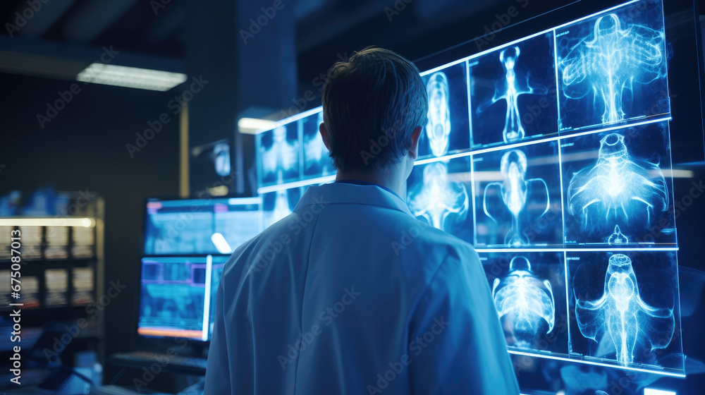 Doctor checking x-ray film in medical laboratory at hospital. Doctor checking x-ray film in medical laboratory at hospital.