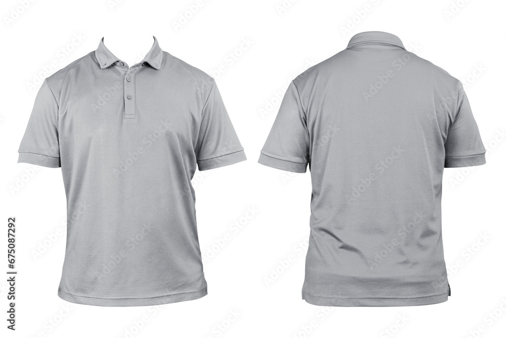 Blank clothing for design. Gray polo shirt, clothing on isolated white ...
