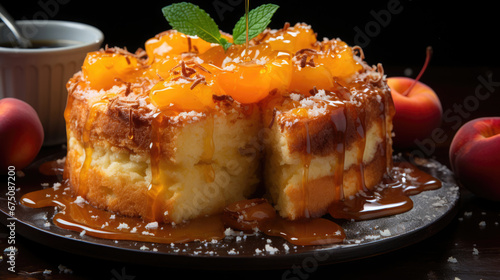 Peach Cobbler Cake Professional Photography And Light, Background Image, Hd