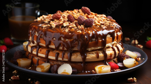Peanut Butter Banana Cake Professional Photography, Background Image, Hd