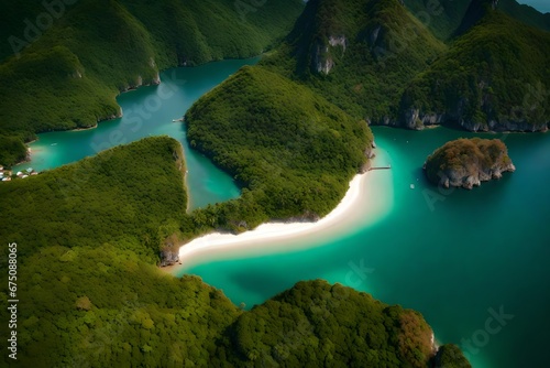 Aerial view over the beautiful island view