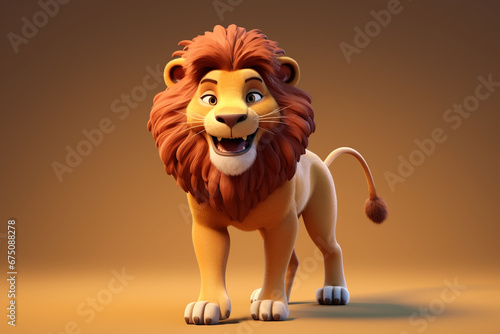 3d Rendered lion cartoon character