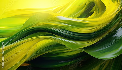 Liquid swirl abstract backgound, green and yellow colors © NAITZTOYA