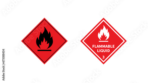 Flammable liquid sign on white background. Danger sign. Label, Sticker, Symbol. Vector illustration.