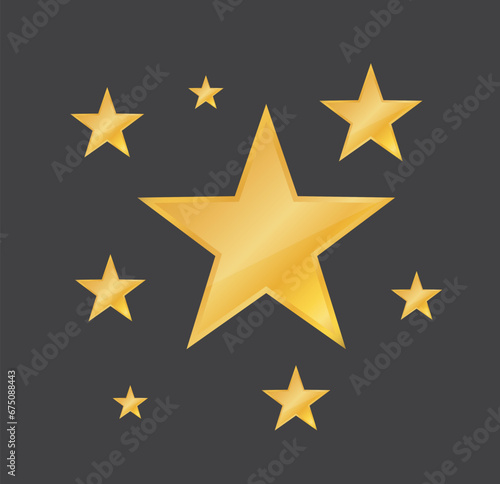 Stars on a dark background. shiny golden stars. sparkling lights. Vector illustration