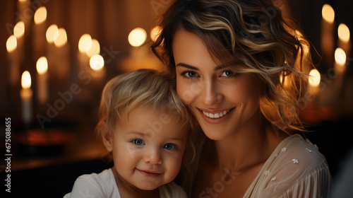 Portrait Of A Smiling Loving Mother With A Cute Happy , Background Image, Hd