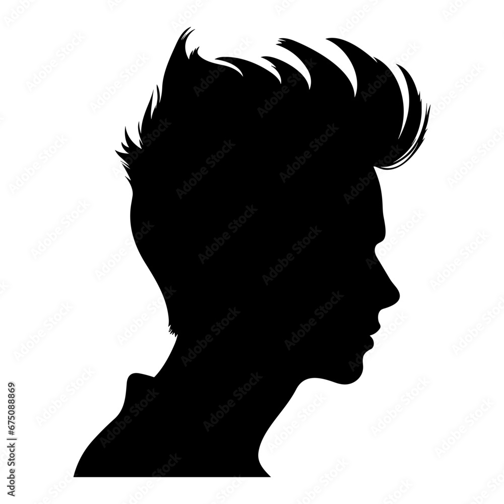 Quiff haircut Silhouette clipart, Men hair cut Vector, Trendy stylish Male hairstyle Silhouette