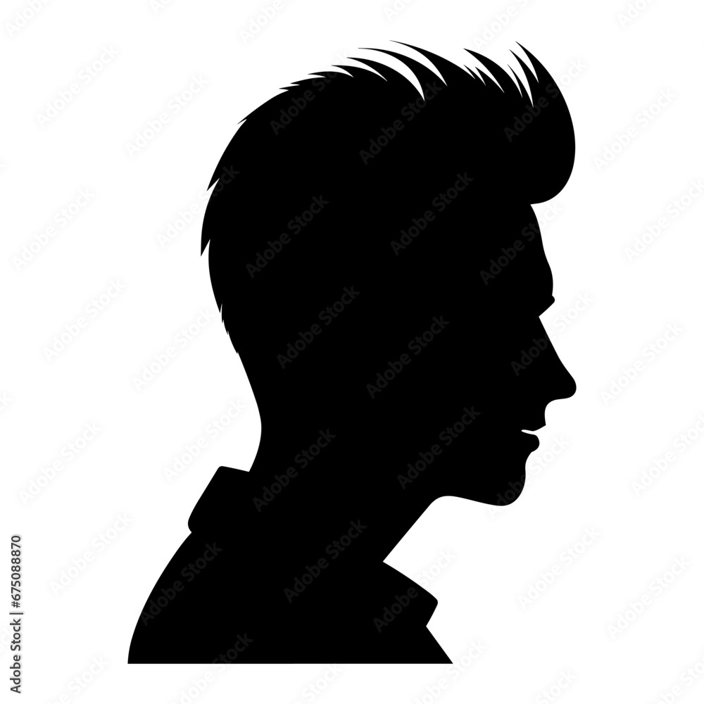 Quiff haircut Silhouette clipart, Men hair cut Vector, Trendy stylish Male hairstyle Silhouette