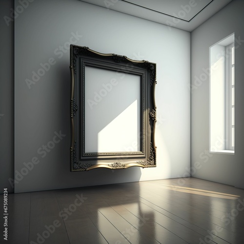 AI-generated illustration of a picture frame with blank screen for copy space
