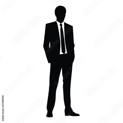 A Businessman vector Silhouette, A Man vector isolated on a white background, A Corporate person Black vector