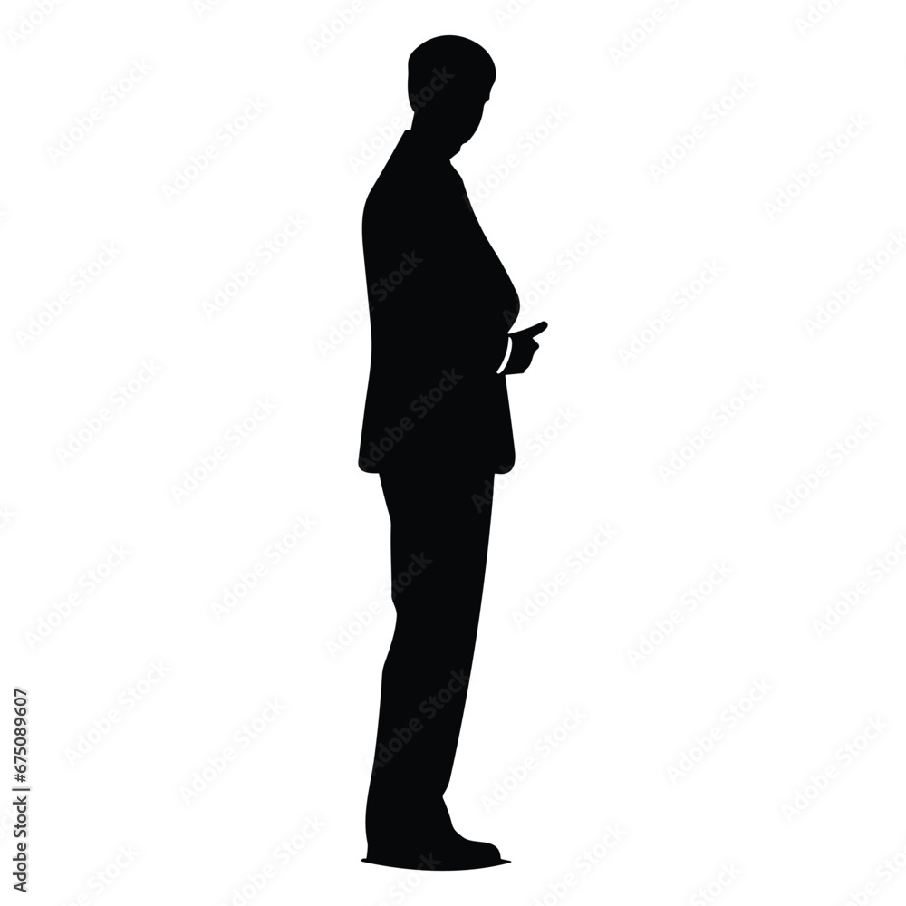 A Businessman vector Silhouette, A Man vector isolated on a white background, A Corporate person Black vector