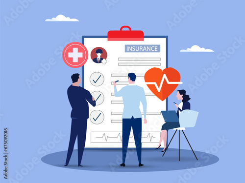 Health insurance concept, finance and medical services on health insurance. vector illustration