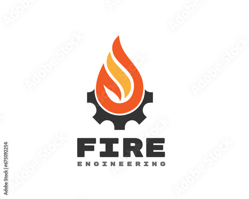 gear fire engine logo icon symbol design template illustration inspiration