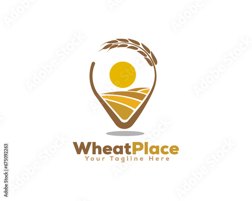 wheat pin field location logo icon symbol design template illustration inspiration