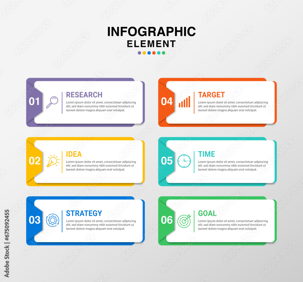 Presentation business infographic template with 6 options, Infographics Template.
