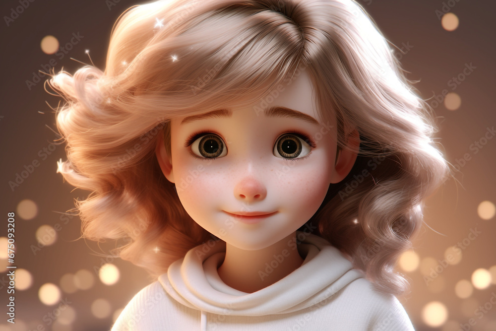 3D rendering of cute little girl 3D rendering of cute little girl