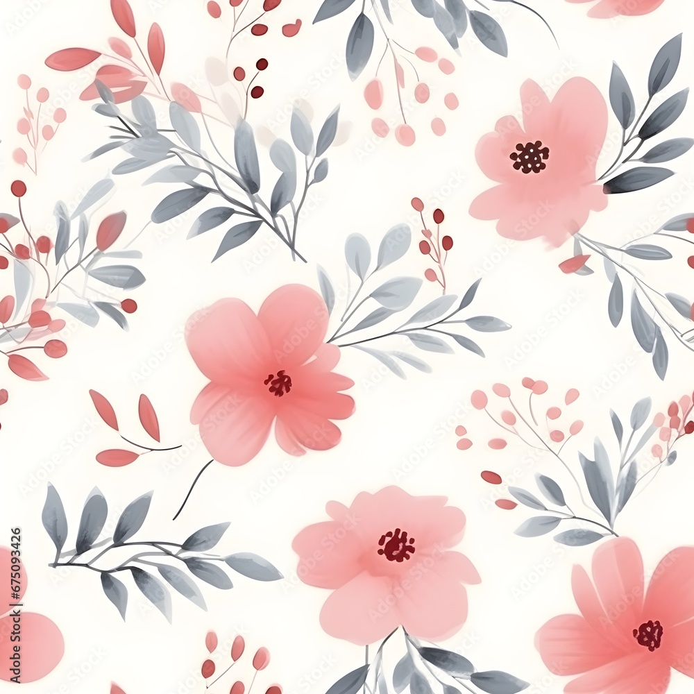 Obraz premium Seamless pattern with floral watercolour