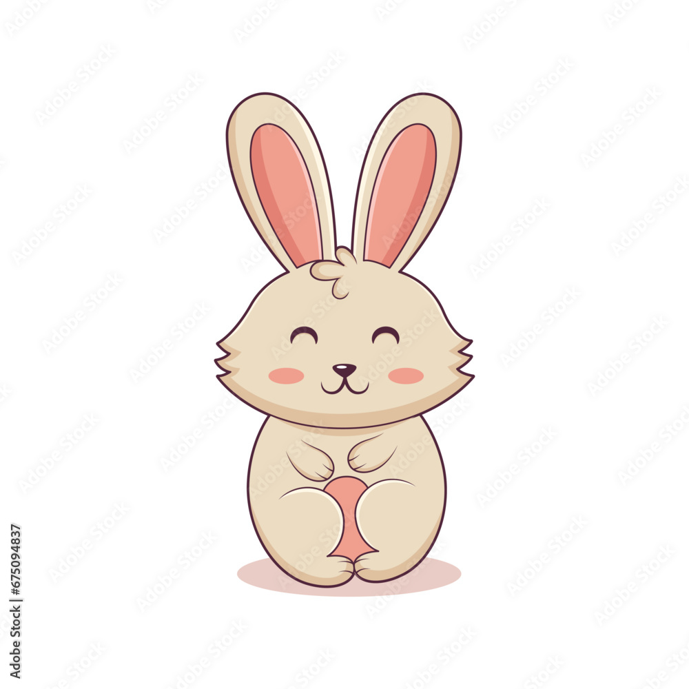 Cute Bunny Character Design Illustration