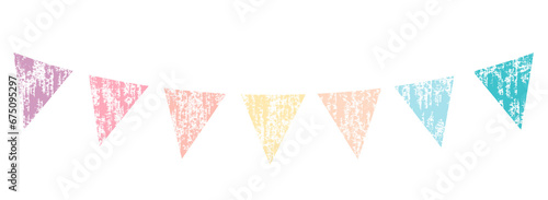 Banderines en colores pasteles, delineado en blanco, sin fondo.
