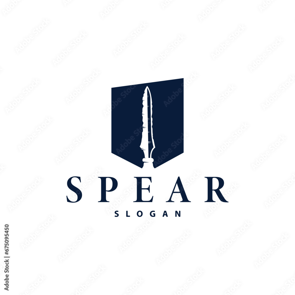 Spear Logo, Arrowhead Weapon Design Hunting Spear Simple Vintage Retro Rustic Minimalist Concept